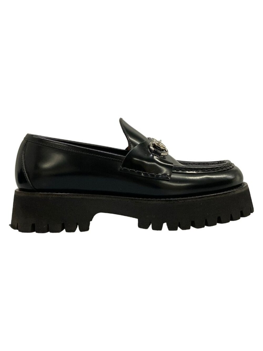 Gucci Loafers 38 Horsebit Black Thick Sole Leather - Picture 4 of 14